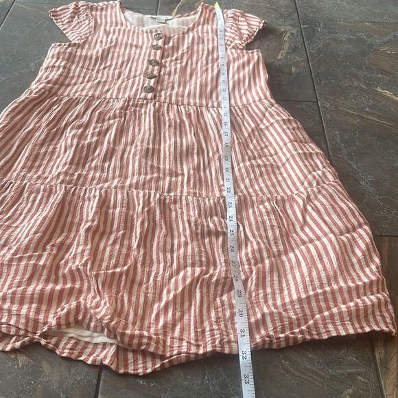 American Eagle Womens XS Flowy Striped Cap Sleeve Short Tiered Dress Red White - Picture 11 of 11